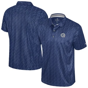 Men's Colosseum Navy Georgetown Hoyas Football Print Polo - Picture 1 of 3