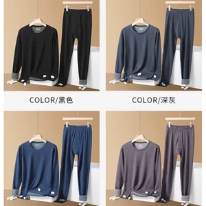 Conjunto de ropa interior térmica de punto cálido para hombre - forro interior cepillado, manga larga y P - Imagen 1 de 3