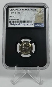 1983-D Roosevelt Dime 10c NGC MS67 Original Bag Fragment BU DDO DDR Brilliant - Picture 1 of 6