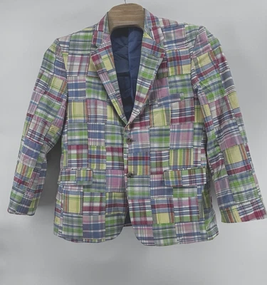 Club Room Blazer Mens Plaid Patchwork Jacket Sport Coat Preppy pastel 42 S - Image 1 of 4