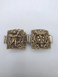 Vintage verziertes Messing Armband mit figürlicher Platte Peruzzi-Stil - Bild 1 von 4