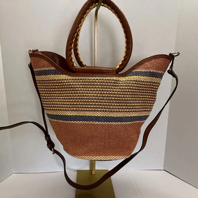 Cartera Patricia Nash Gianna Naranja Multi Natural Tejido Cesta de Hierba--NUEVA SIN ETIQUETAS  Foto 1 de 4