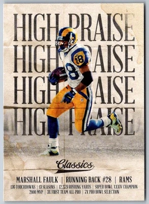2018 Panini Classics High Praise Marshall Faulk #12 St. Louis Rams Football Card - Image 1 of 2