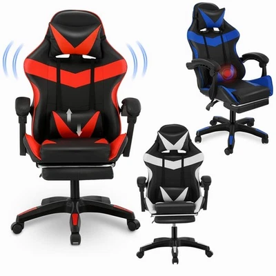 OYAJIA Massage Gaming Stuhl Schreibtischstuhl Drehstuhl Chefsessel Bürostuhl 150KG DE