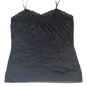 Coldwater Creek Black Wrinkled Look Lace Trim Camisole Top, Size XL - Picture 1 of 5