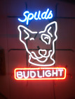 New Spuds MacKenzie Bud Beer 17"x14" Light Lamp Neon Sign Real Glass Store Wall