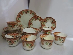 Antique Edwardian Queens China G W & Sons Tea Service with Rust & Gilt Pattern - Picture 1 of 24