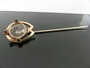 VIKTORIANISCHER ANTIKER RUBINPASTE VERGOLDET SD SIGNIERTER PFERDESCHUH MIT FOTO MECKEL PIN - Bild 1 von 6