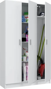 Armadio armadietto multiuso con 3 ante e 5 ripiani portascope detersivi bianco - Foto 1 di 7