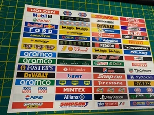 Scalextric Slot Car Decal Sticker Sheet - Model Racing 1/32 1/24 - 64x Stickers - Picture 1 of 1