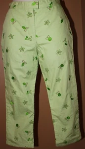 LILLY PULITZER Green Pink Embroidered Cherries Orange Flowers Capri Girls 14 - Picture 1 of 6