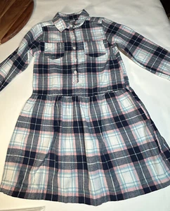 CARTER'S Girl's Long Sleeve Flannel Plaid Dress Size 6 Pink,Navy,Teal - Picture 1 of 5