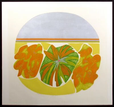 Clare Romano "Jardín Toscano" Arte Collagráfico Numerado Firmado, Floral Años 70 OBO Foto 1 de 4