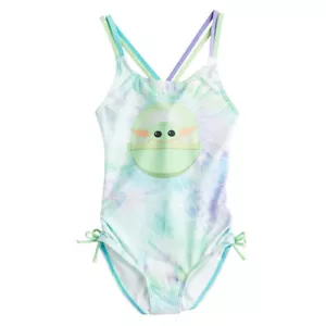 Disney's Star Wars The Mandalorian Girls Size 5/6 1-Piece Swimsuit Bathing Suit - Picture 1 of 2
