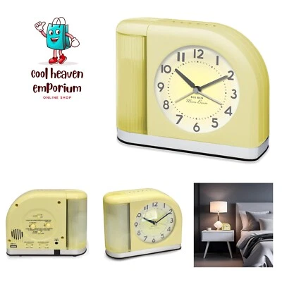 Chic Yellow Analog Alarm Clock with USB and Lighted Dial - Vintage Aesthetic - Image 1 of 4