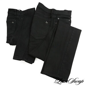 LOT X2 Rag & Bone Solid Black Grey Skinny Extra Slim Fit Stretch Jeans Pants 30