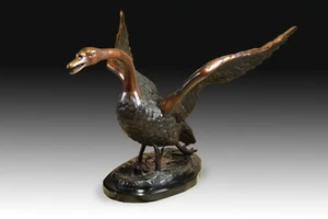 Swan, table base. Bronze, marble. 20th century - Picture 1 of 5