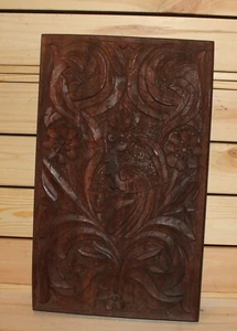 Vintage florale handgeschnitzte Holz Wandbehang Plakette - Bild 1 von 7