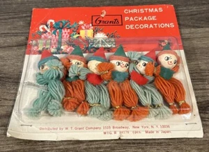 Set Of 6 Vintage Pixie ELF Spun Cotton Tie On Christmas Ornaments Japan RARE! - Picture 1 of 4