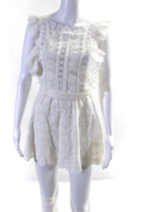 Zimmermann Womens Cotton Lace Flutter Sleeve Belted Romper White Size 1
