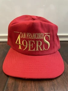 Vintage San Francisco 49ers Script Red Cotton Twill 80s Era Snapback Hat Montana - Picture 1 of 9
