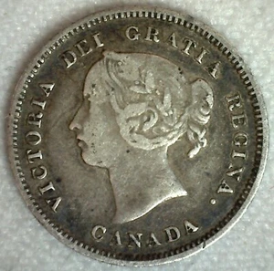 1887 Canada Silver Five Cents Coin Very Fine Circulated 5c Canadian Victoria - Picture 1 of 2