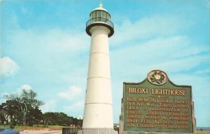 Biloxi, Mississippi Postcard Historic Old Lighthouse About 1960s     W3 - Picture 1 of 2
