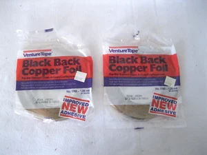 2 Rolls  Venture Tape Black Back Copper Foil Stained Glass 3/16" X 36 Yards - Picture 1 of 3