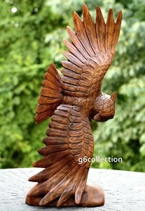 20" Large Hand Carved Soaring Fly Wooden Owl Statue Sculpture Figurine Decor Art - Picture 1 of 8