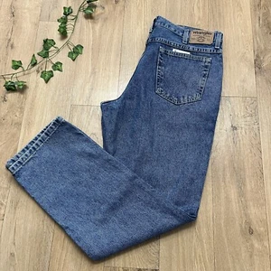 VINTAGE MEN’S WRANGLER DURABLE JEANS SIZE W36-38 L32 MID BLUE REGULAR FIT (jc115 - Picture 1 of 6