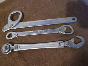 3 Adjustable Wrenches 1-1/4" to 7/8"  & 13/16" to 3/8"  Unique Ratchet  & Wrench