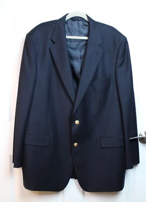Men's VTG Bill Blass Wool Cashmere Navy Blue Blazer Single Breasted Size 46 Long - Image 1 of 4