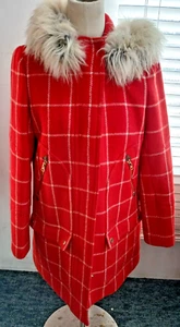 WOMEN'S J. CREW - RED AND WHITE - WINDOW PANE PLAID JACKET - SIZE 6 - Picture 1 of 8