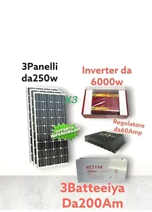 Kit fotovoltaico 6kw inverter 6000w 6 pannello energia solare Batteria accumulo - Foto 1 di 1
