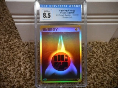 Fighting Energy cgc 8.5 MINT REVERSE HOLO EX Ruby Sapphire E-Reader 105/109 psa - Image 1 of 3