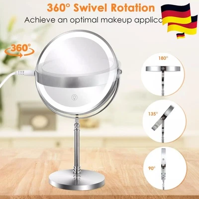 MARKENLOS 10fach Schmink Spiegel mit LED Beleuchtung Kosmetik Spiegel Licht beleuchtet DE