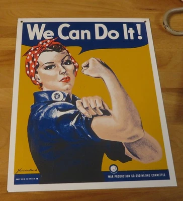 Letrero retro Rosie The Riveter We Can Do It porcelana esmaltada 7-1/2"x9-1/2" Foto 1 de 2