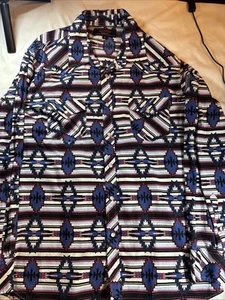 Rock & Roll Denim Shirt Mens XL Modern Fit Western Cowboy Rodeo Pearl Snap Aztec - Picture 1 of 5