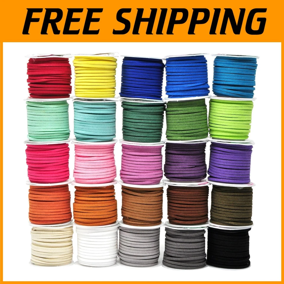 138 Yards Jewelry Making Flat Micro Fiber Lace Faux Suede Leathe 25 Rolls Combo