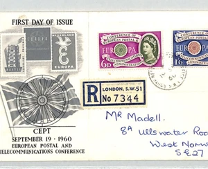 GB QEII Registered 1960 EUROPA Illustrated FDC *European Postal Conference*XE216 - Picture 1 of 12