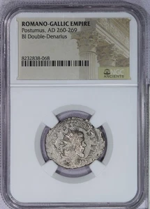 AD 260-269 Romano-Gallic Empire Bi Double Denarius Postumus NGC - Picture 1 of 4