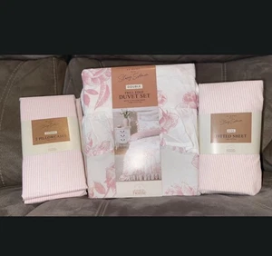 Stacey Solomon Pink Rose Frill Trim 100% Cotton Duvet Set Double bundle  - Picture 1 of 6