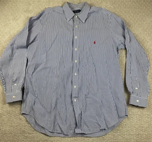 Polo Ralph Lauren Hemd Herren Größe XLT Blau Weiß Gestreift Langarm Knopfleiste - Bild 1 von 6