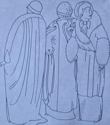 Flapper Lady Winter Fashion Cloche Art Deco Coat Embroidery Transfer  - image 1 of 2