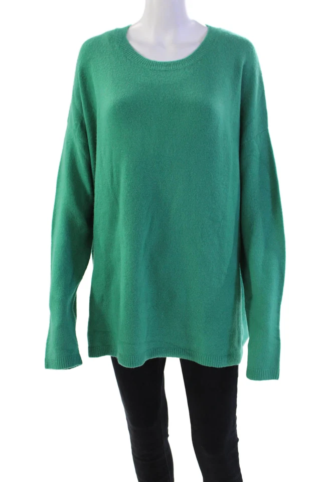 Suéter halógeno para mujer con lazo trasero cuello redondo lana verde selva talla extra grande Foto 1 de 4