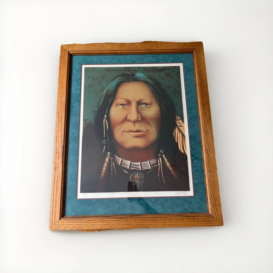 Wayne Cooper Signed Limited Edition Native American Portrait Print 45/350 Framed - Изображение 1 из 4