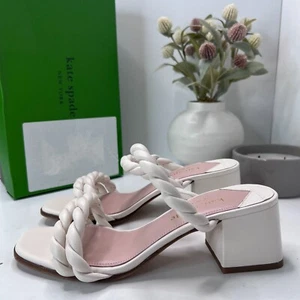 Kate Spade Nina Nappa Leather Slip On Rope Sandal Cream KG770 Women's US 8B NWB - Picture 1 of 11