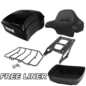 Matte King Pack Trunk Mount Rack Backrest Pad For Harley Tour Pak Touring 14-24 - Picture 1 of 10