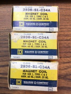 (3-PCS) Square D 2936-S1-C34A Magnet Coil, 2936S1C34A 600V 60Hz, (TA60MS) - Image 1 of 4