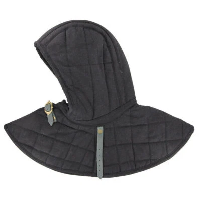 Medieval Renaissance 100% Cotton Padded Collar Armor And Cap Black - Made In USA - Image 1 of 4
